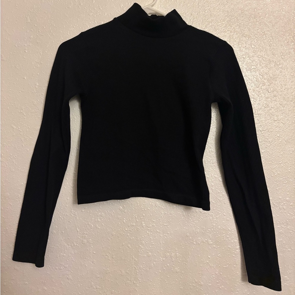 Zara black turtle neck love sleeve crop top (fits S or M)